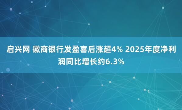 启兴网 徽商银行发盈喜后涨超4% 2025年度净利润同比增长约6.3%